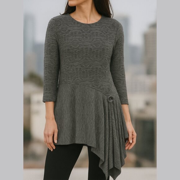 Patrizia Luca Tops - Patrizia Luca Milano Asymmetrical Hi-Lo Peplum Top Button Detail Sz L 🎉Host Pick